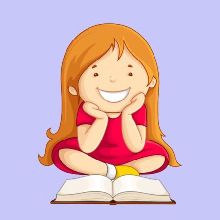 Девочка с книжкой мультяшная