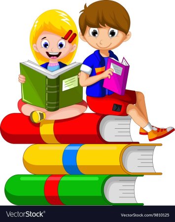 Мультяшный мальчик с книгой