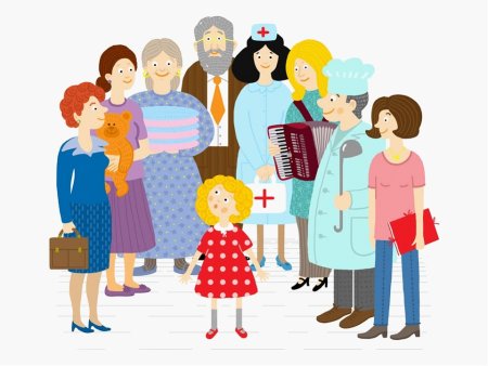 Воспитатель с детьми и родителями