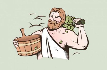 Банщик с веником вектор