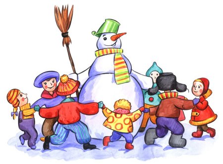 Дети играют в снежки