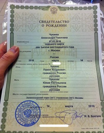 Свидетельство о рождении