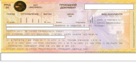 Билет на поезд макет