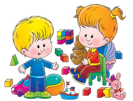 Дети играют в игрушки рисунок