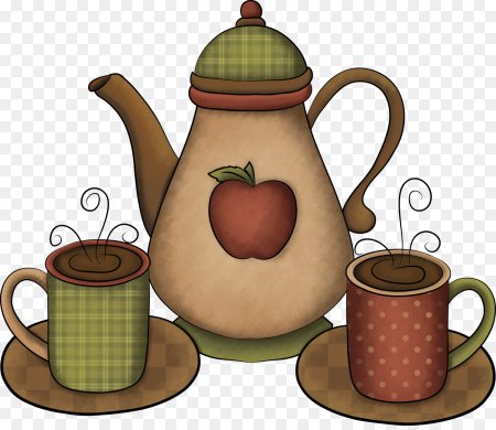 Мультяшный чайник с чашками