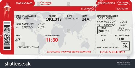 Билет на самолет Boarding Pass