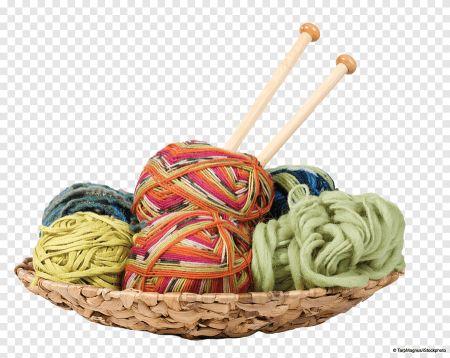 Корзина с клубками пряжи