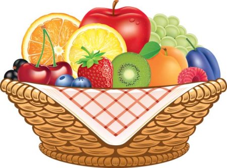 Корзинка с фруктами вектор