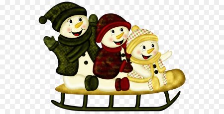 Снеговики на санках и лыжах
