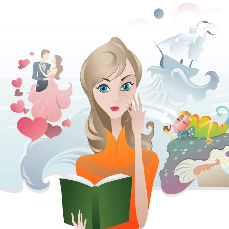 Девочка с книжкой векторно