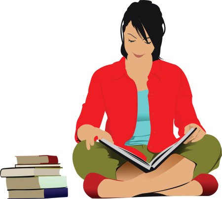 Девушка с книгой вектор