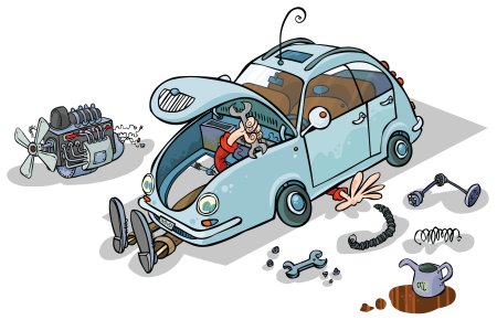 Ремонт автомобиля карикатура