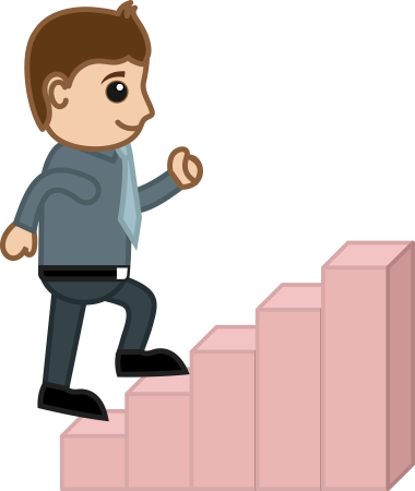 Человек идет по ступенькам