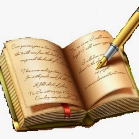 Раскрытая книга с ручкой