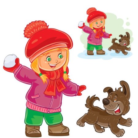Картинка игра в снежки для детей на прозрачном фоне
