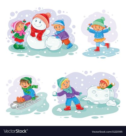 Зимние забавы на белом фоне