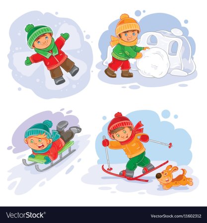 Наклейки зимние развлечения для детей