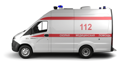 Автомобиль скорой помощи сбоку на прозрачном фоне