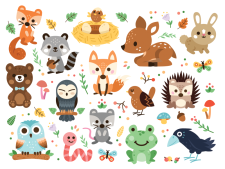 Woodland animals вектор