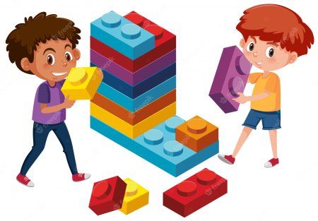 Дети и конструктор вектор