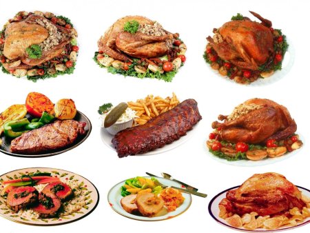Мясные блюда на прозрачном фоне