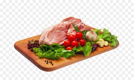 Овощи и мясо на белом фоне