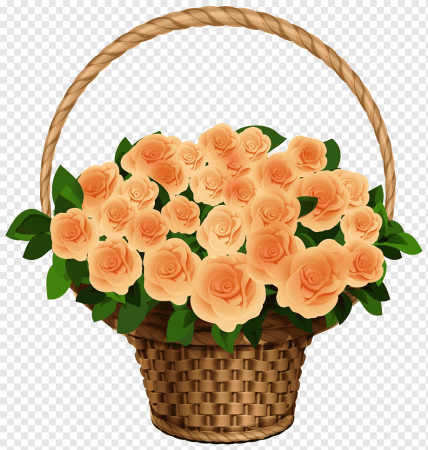 Корзина с цветами без фона