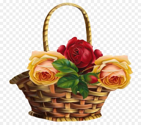 Корзина с цветами на прозрачном фоне