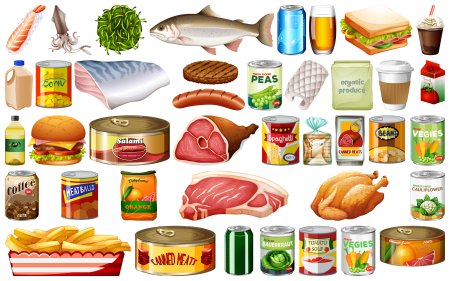 Набор продуктов на белом фоне
