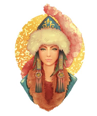 Казашка нарисованная