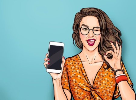 Нарисованная девушка с телефоном
