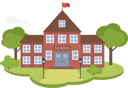 Здание школы на белом фоне