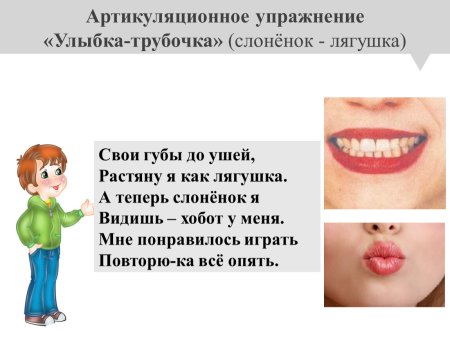 Артикуляционная гимнастика улыбка трубочка