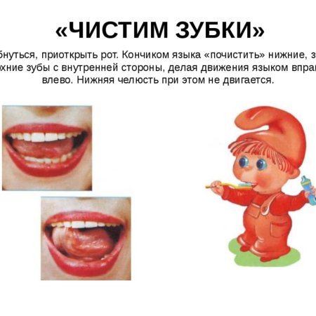 Артикуляционная гимнастика чистим нижние зубки