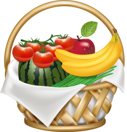 Корзина с овощами мультяшная