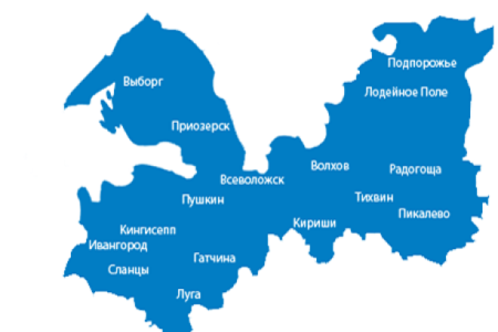 Контурная карта Ленинградской области по районам