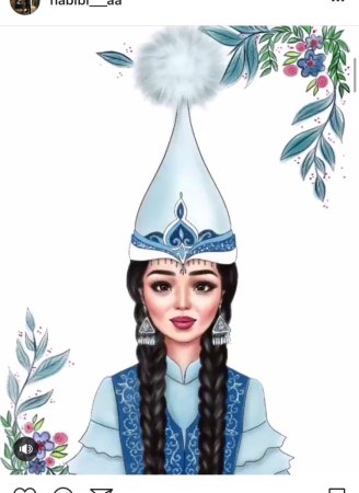 Казахская девушка рисунок