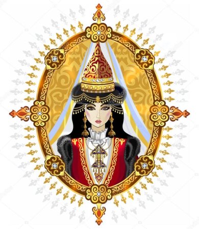 Казахская невеста в саукеле вектор