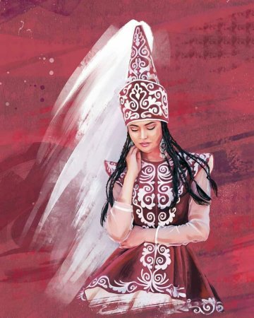 Казахская невеста в саукеле вектор
