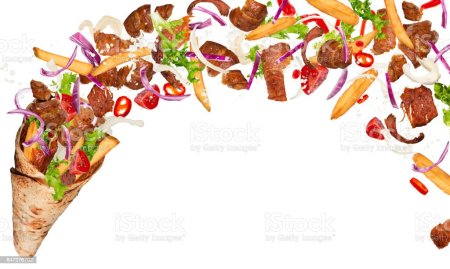 Мясо на вертеле для шаурмы вектор