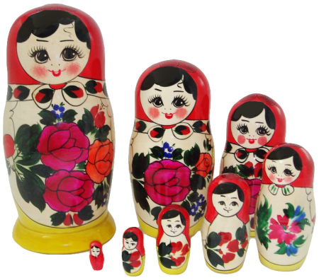 Семеновская Матрешка на прозрачном фоне