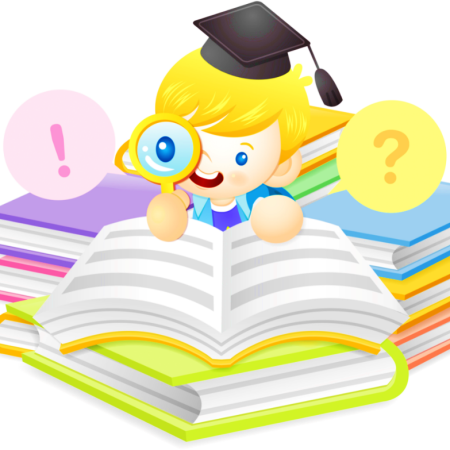 Дети с книжками на прозрачном фоне