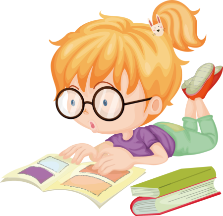 Мальчик в очках с книжками