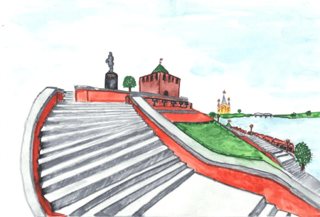 Чкаловская лестница Нижний Новгород раскраска