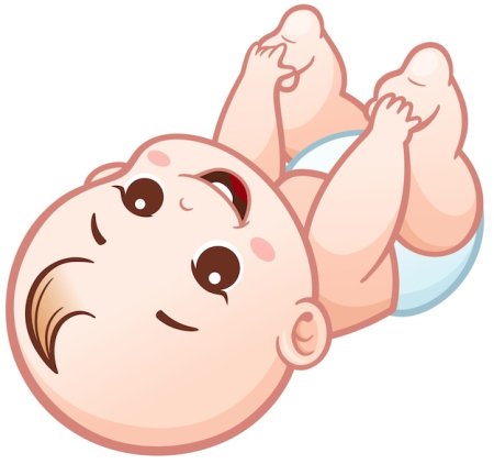 Младенец лежит мультяшный