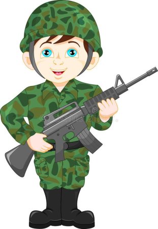 Солдат в военной форме мультяшный