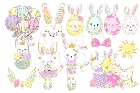 Happy Easter длинная декоративная полоска акварель