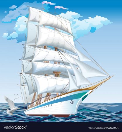 Корабль в море клипарт