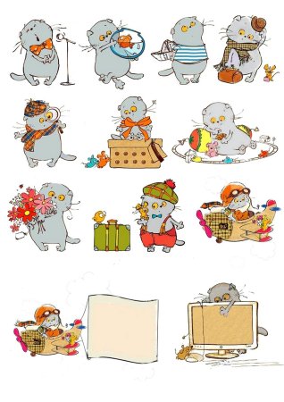 Кот Басик нарисованный
