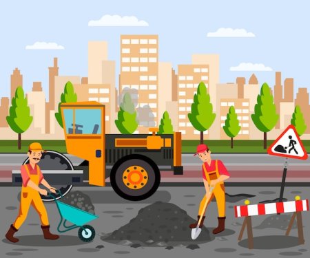 Дорожные работы иллюстрация
